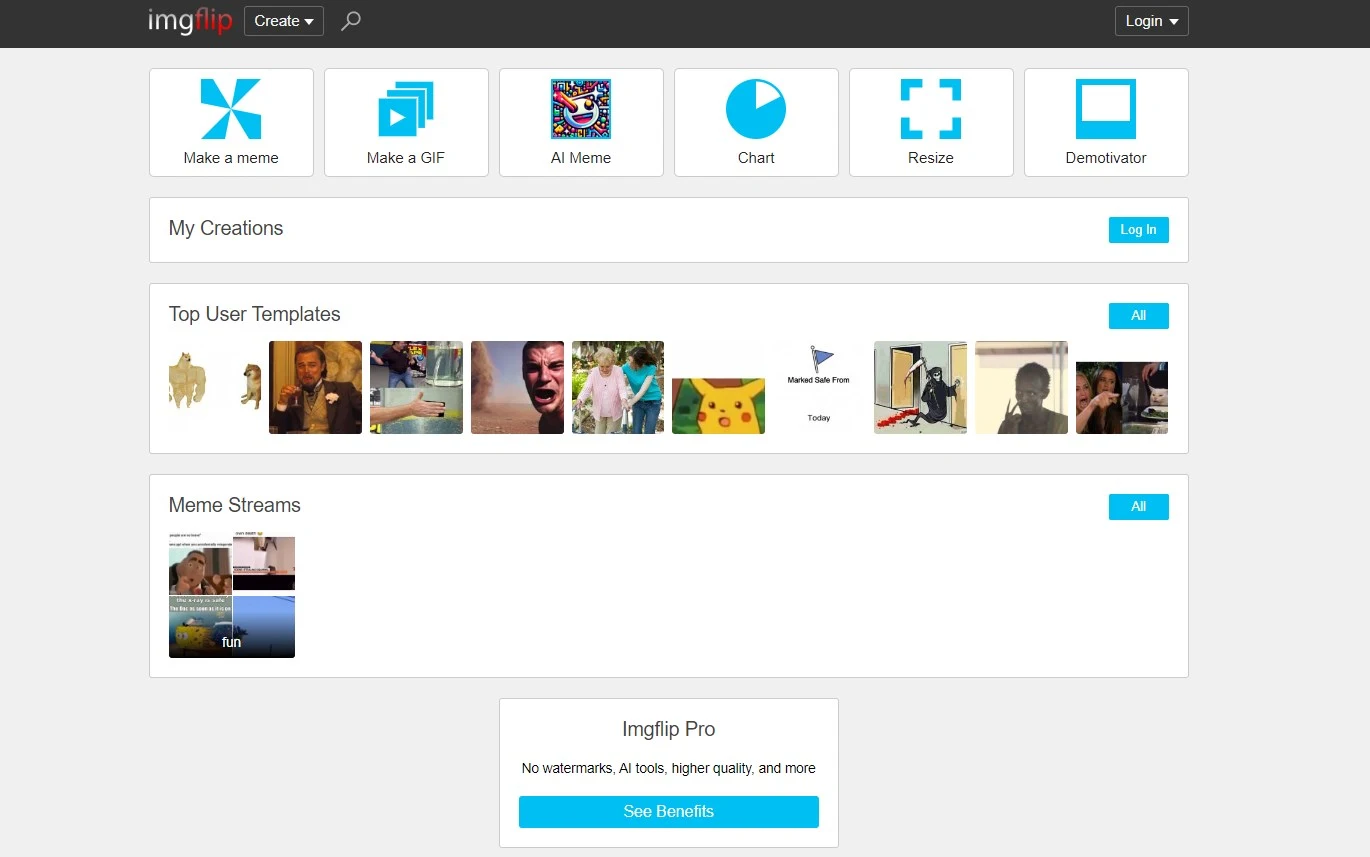 Imgflip home page