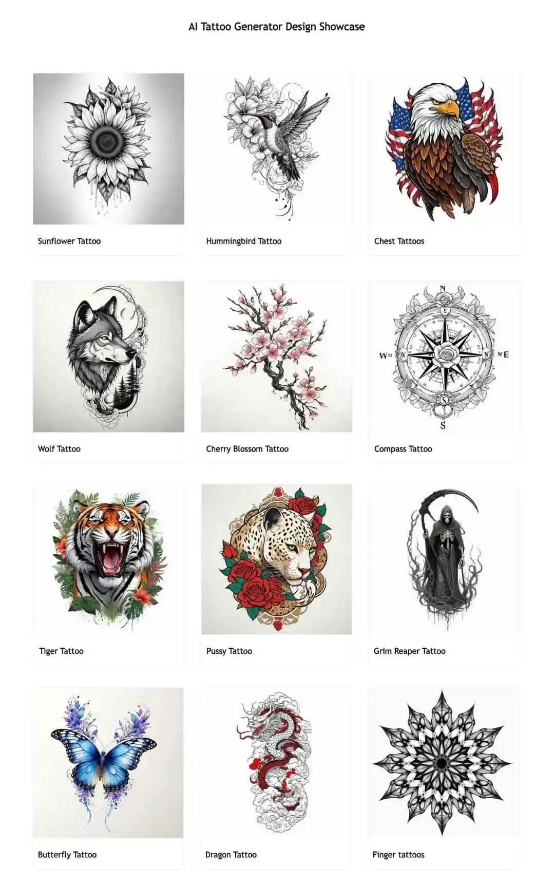 Remaker's ai tattoo generator styles.