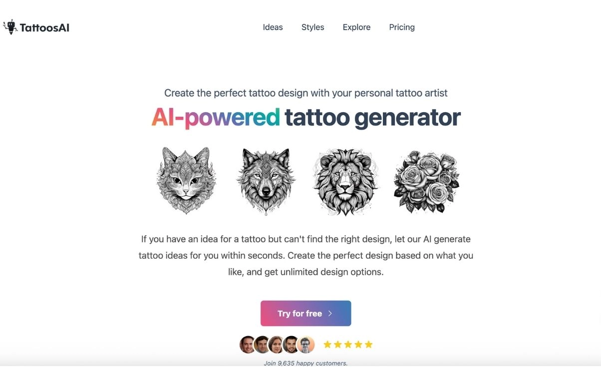 Tattoos’s ai tattoo generator interface for you.
