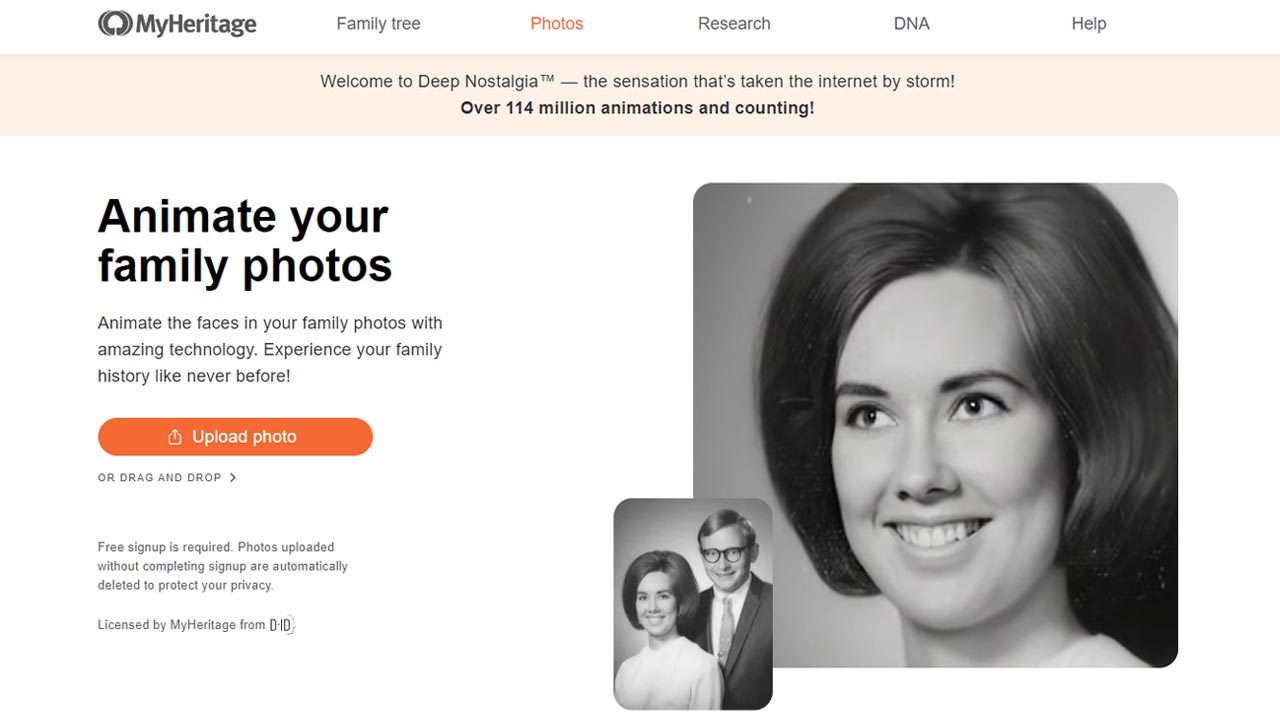 MyHeritage Deep Nostalgia