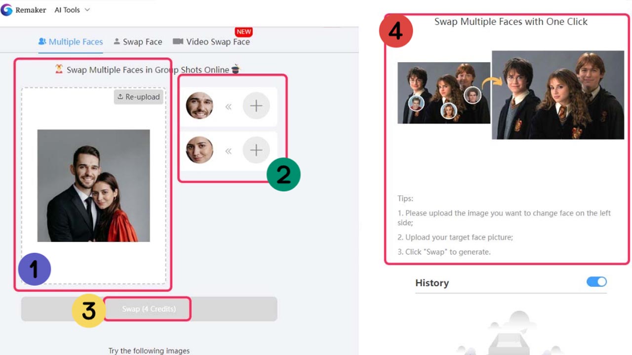 Remaker AI multiple face swap