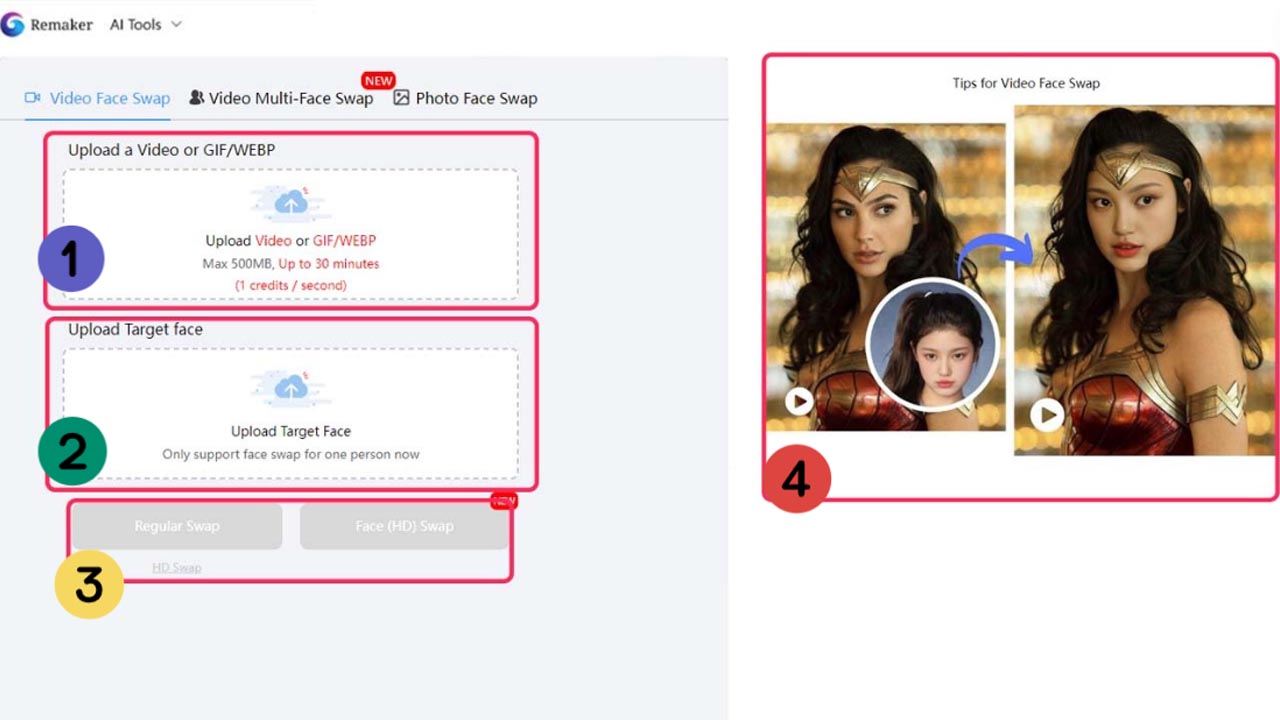 Remaker AI video face swap