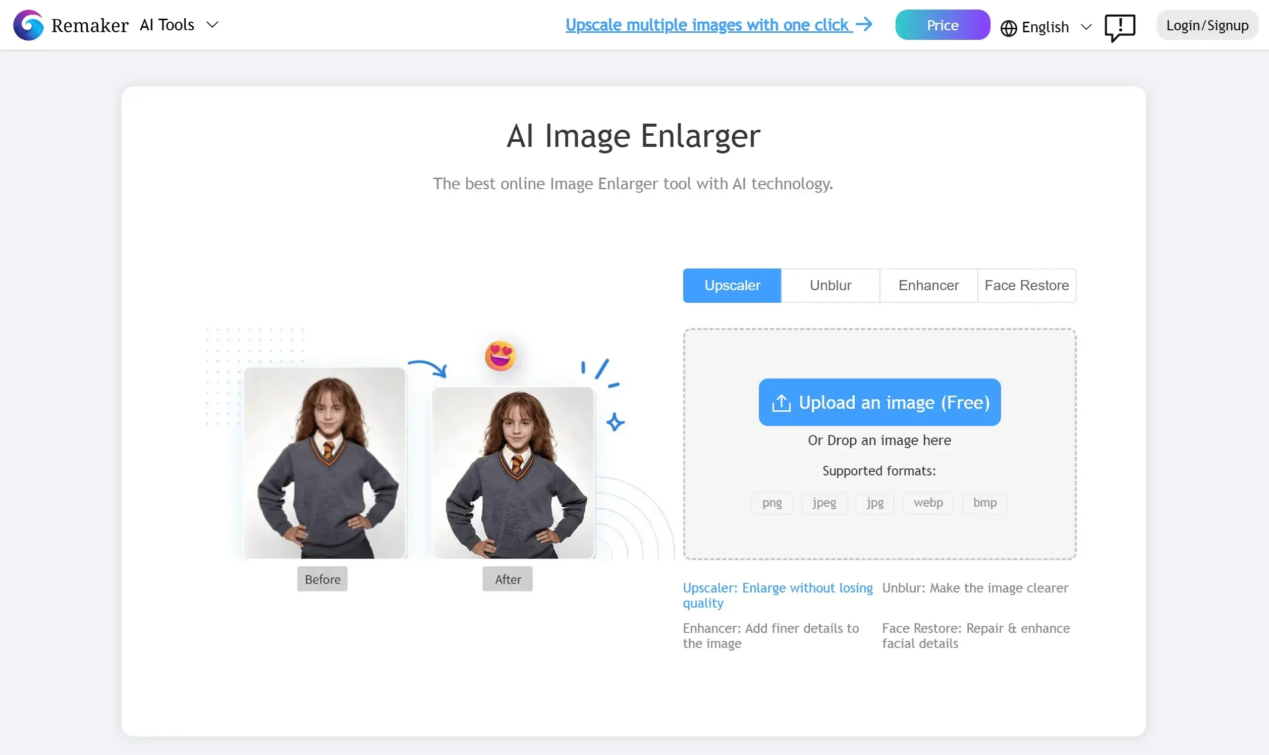 guide to use remaker ai image enlarger