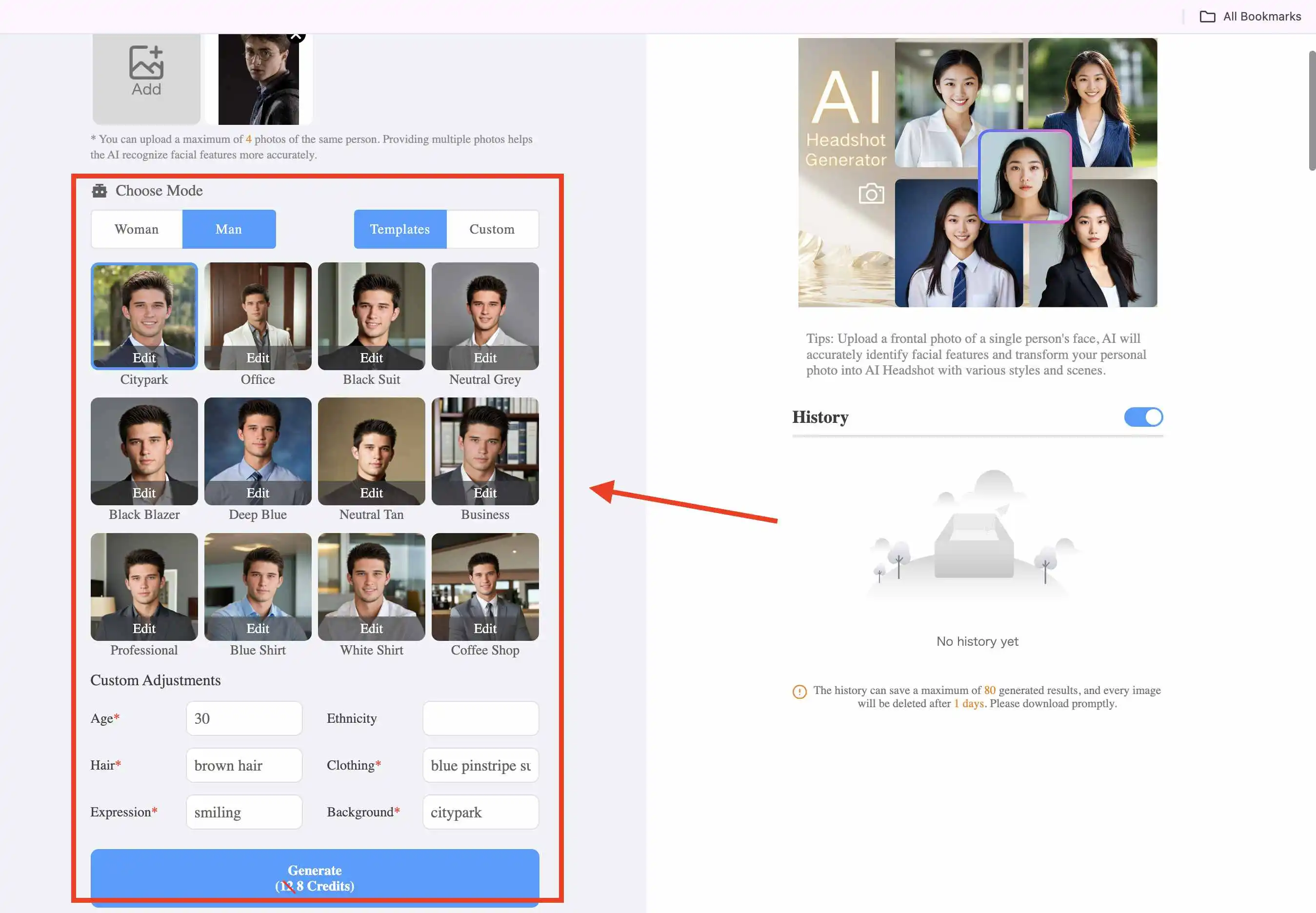 Step2 of AI Headshot Generator