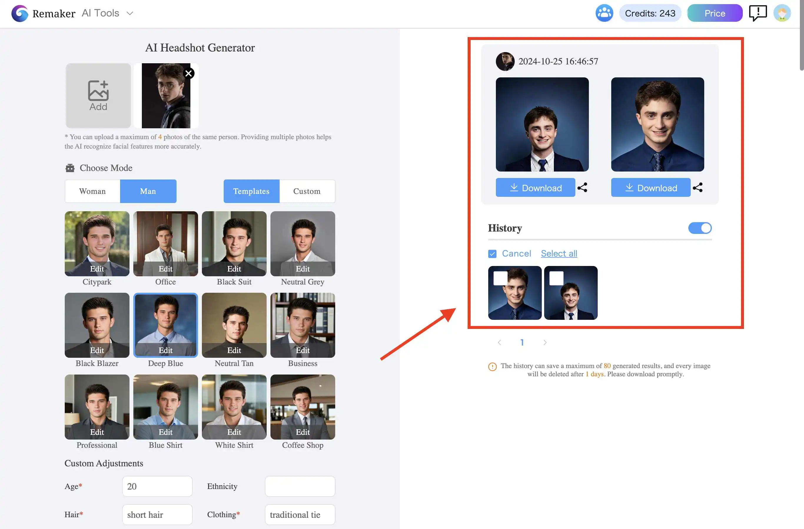 Step3 of AI Headshot Generator