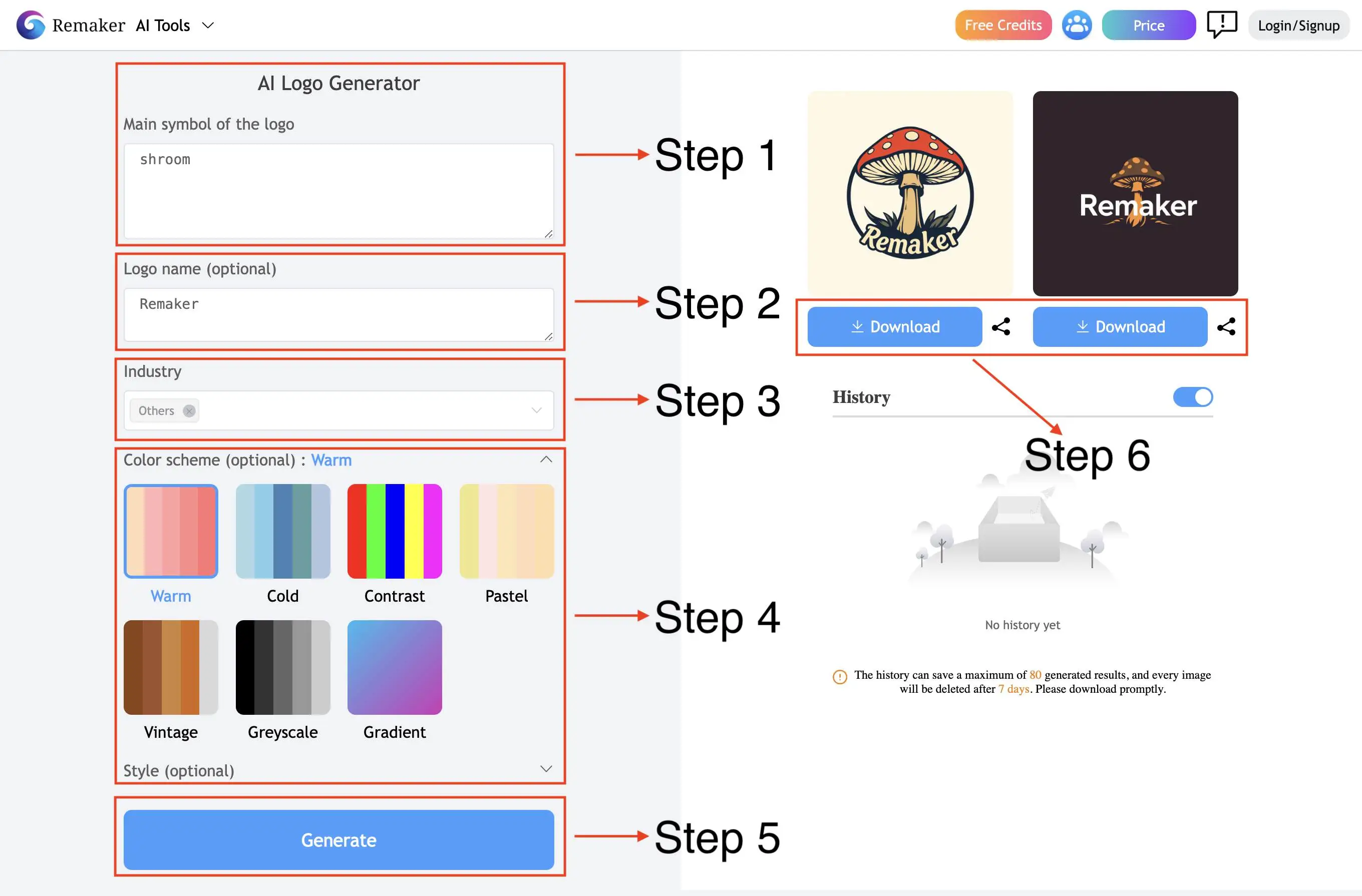 Step by Step Guide of Remaker shroom logo