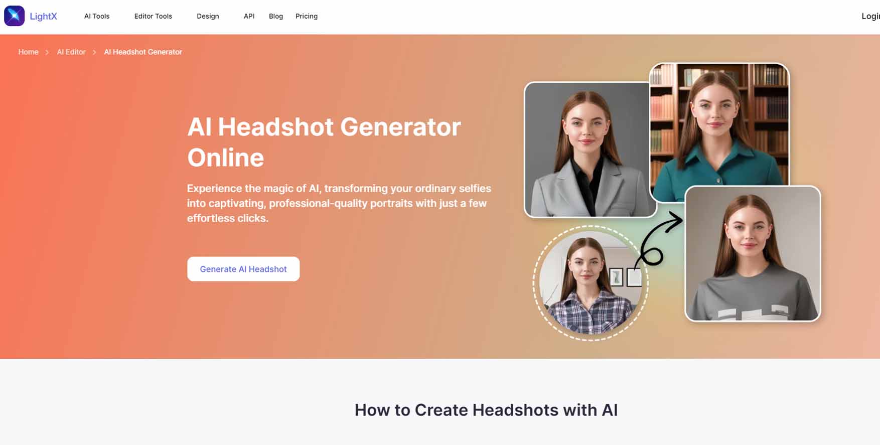 lightx professional headshot generator