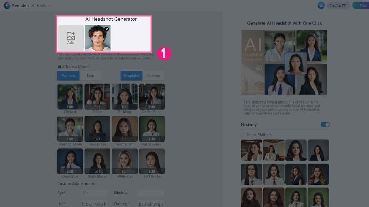 upload photos to create ai professional headshot