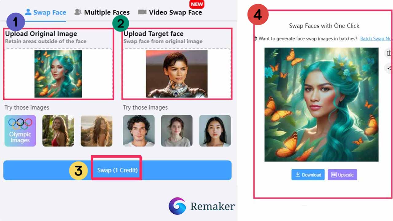 Remaker's AI swap face Usage Steps