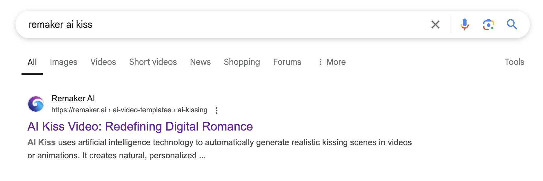 Step 1 of Remaker AI Kiss