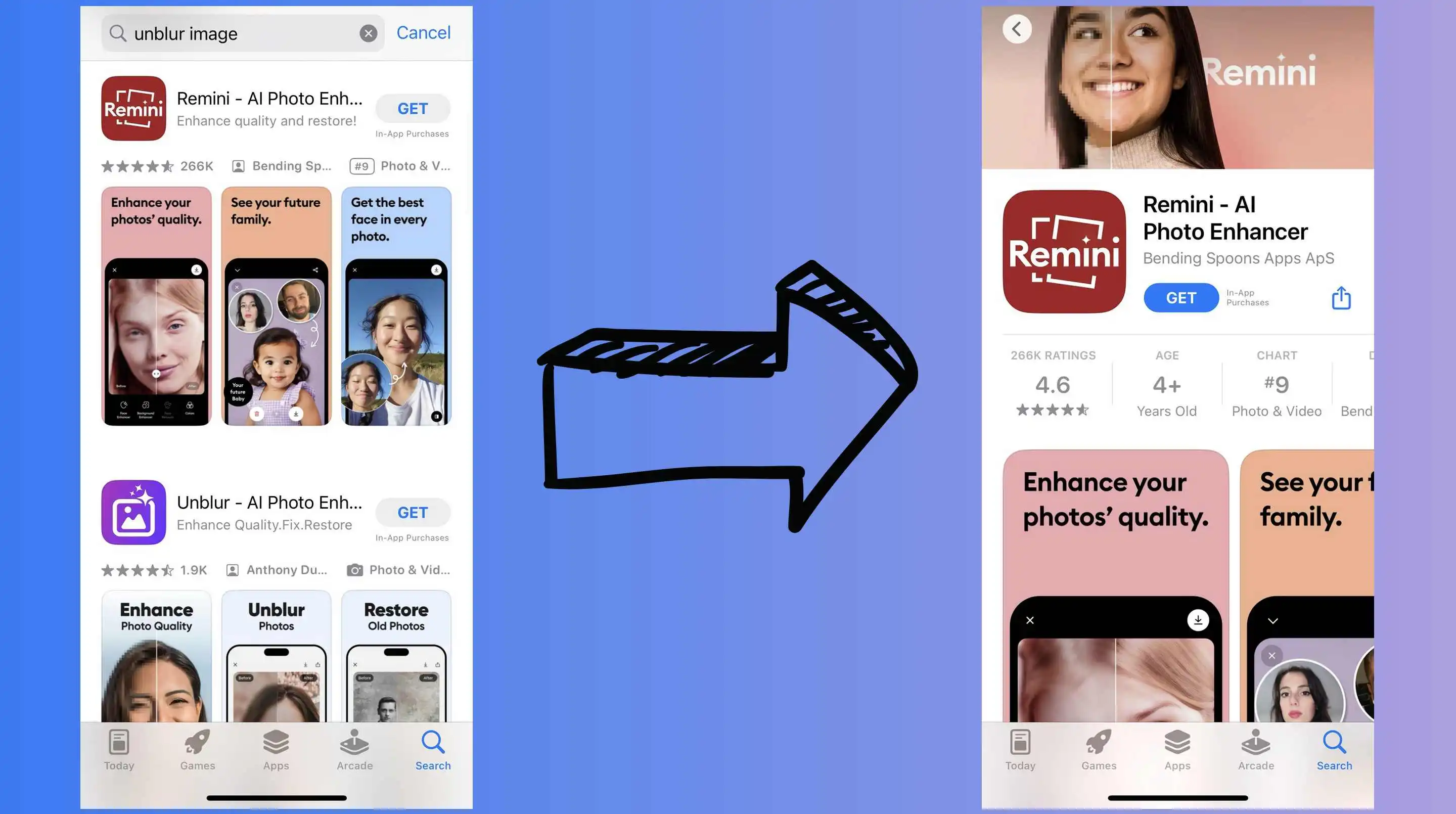 Use Remini unblur image