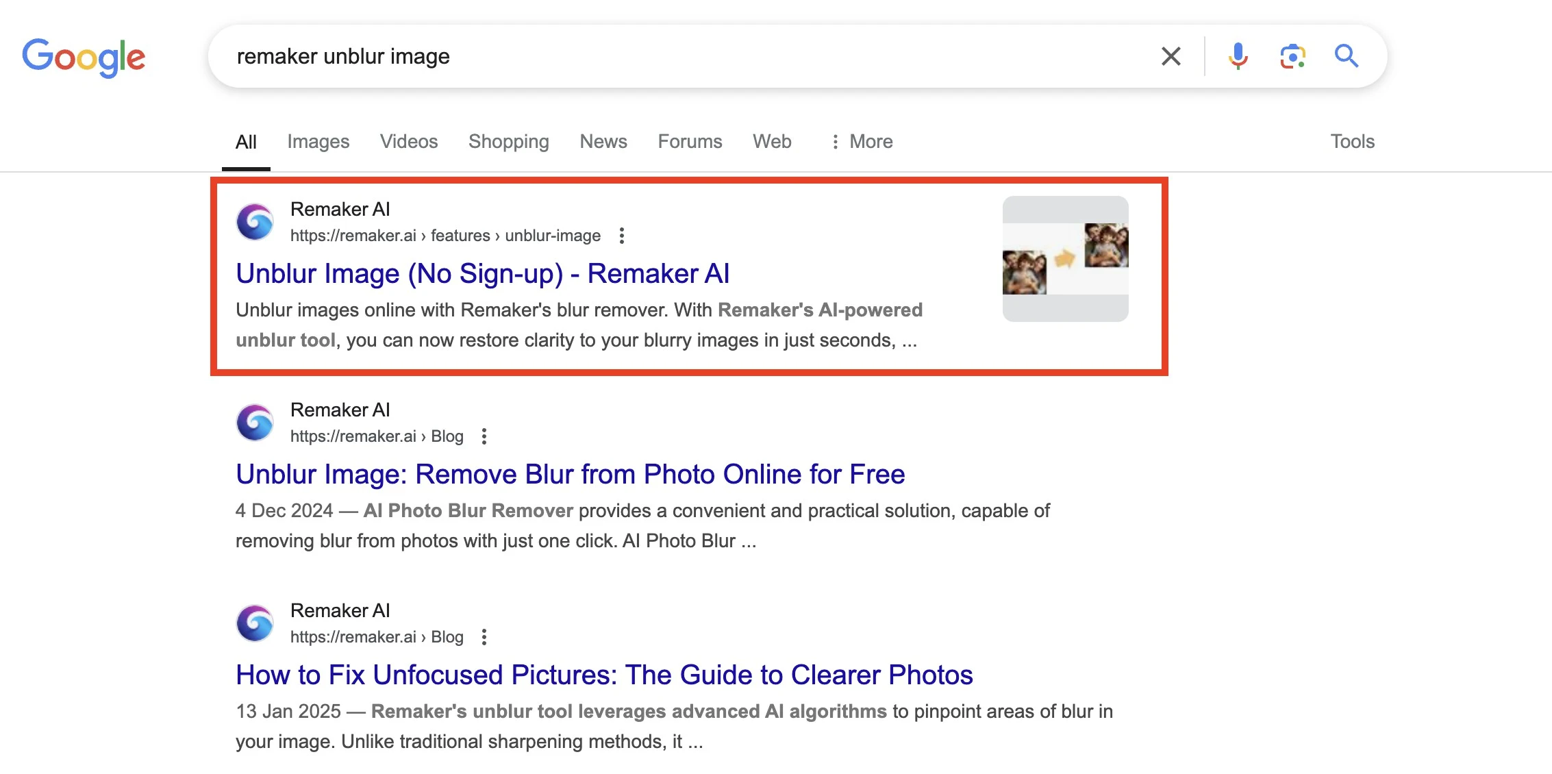 Step 1 of remaker unblur image