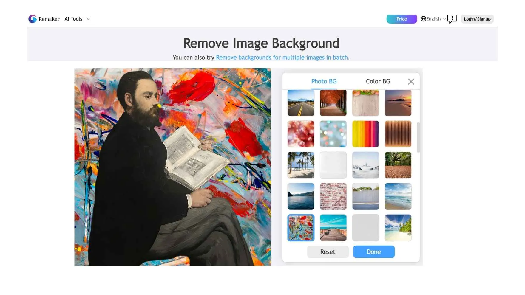 Use our top background remover tool to replace oil painting backgrounds.