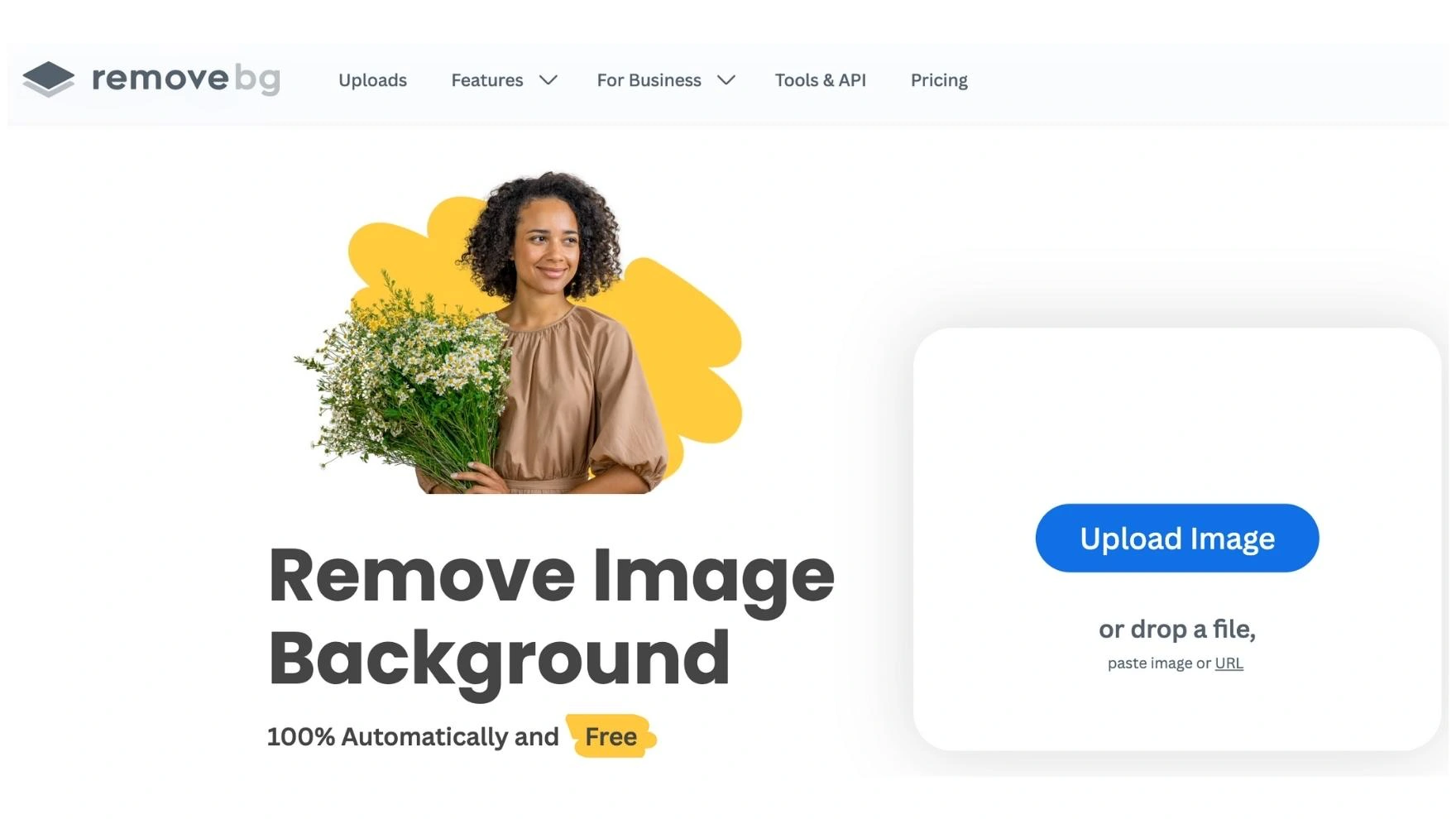 Remove.bg's top background remover tool interface for you.